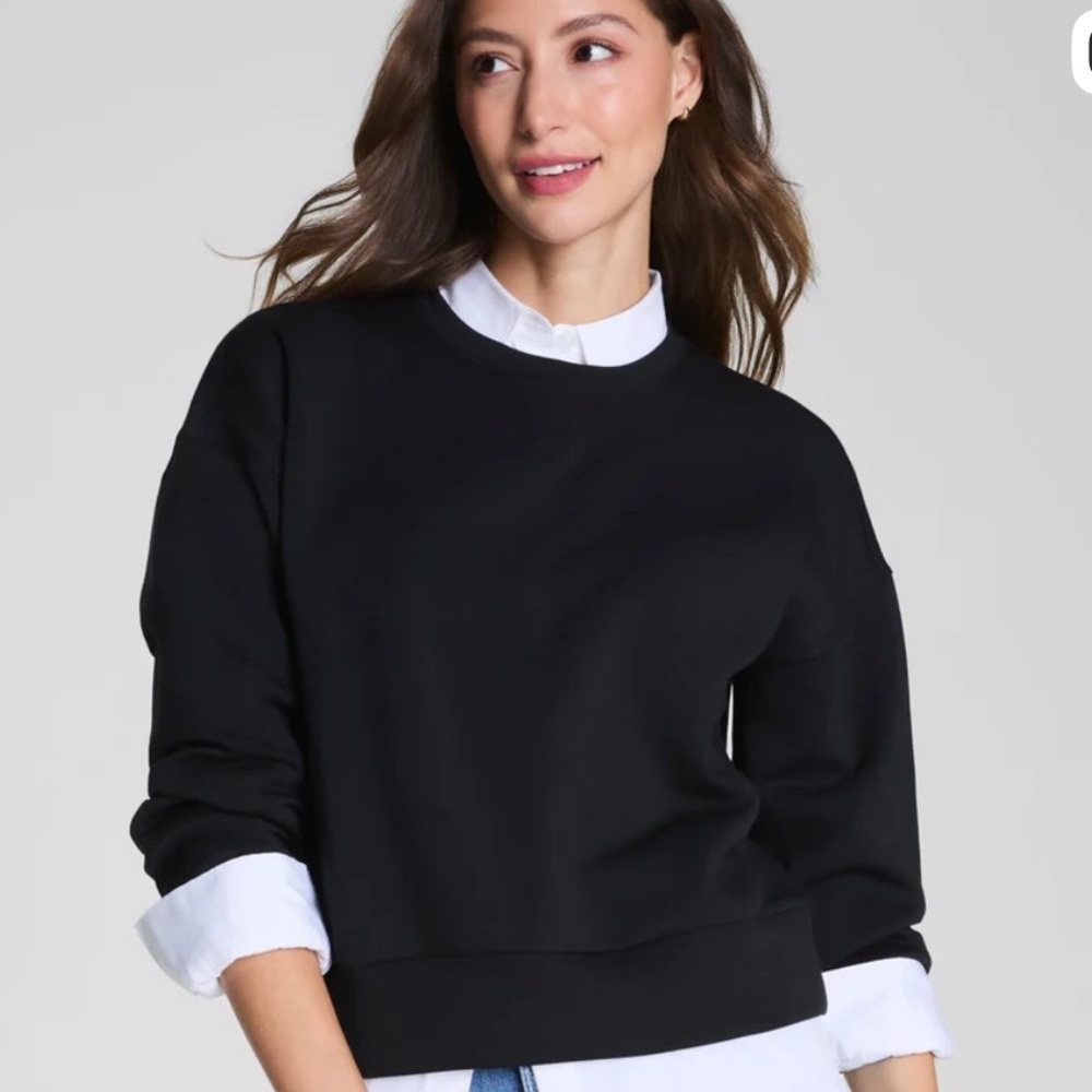 SPANX AirEssentials Crewneck Pullover Sweatshirt in Black Size Medium